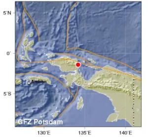 Gempa berkekuatan 6,1 SR terjadi di selatan Manokwari, Papua Barat Gempa berkekuatan 6,1 SR terjadi di selatan Manokwari, Papua Barat