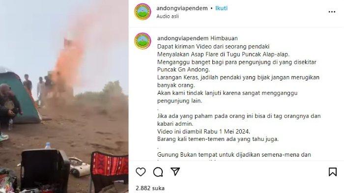 VIRAL PENDAKI NYALAKAN FLARE DI GUNUNG ANDONG, 6 PEMUDA AKUI HANYA NUMPANG FOTO, PENGELOLA MARAH