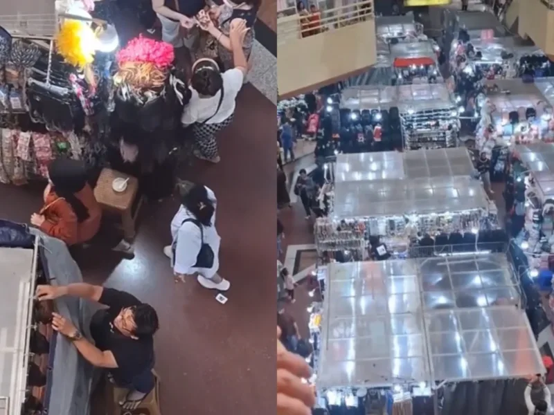 Viral momen razia barang impor dari sejumlah pedagang di ITC Mangga Dua, Jakarta Utara. (Source: Foto/TikTok @kikynovar93)