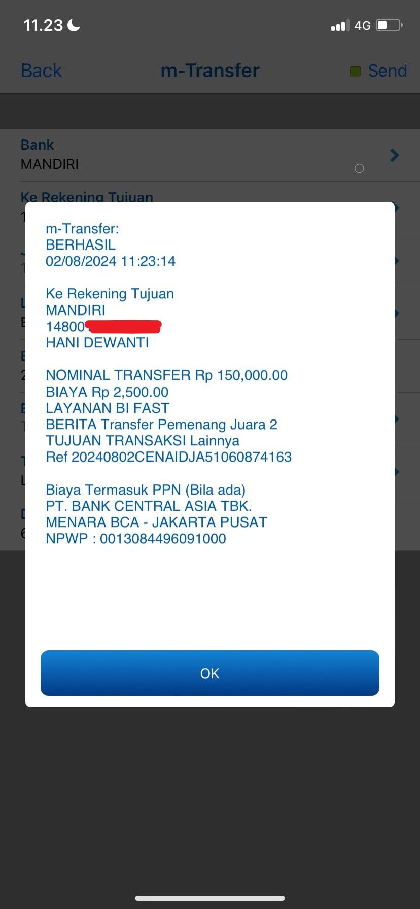 Bukti Transfer Pemenang Juara 1