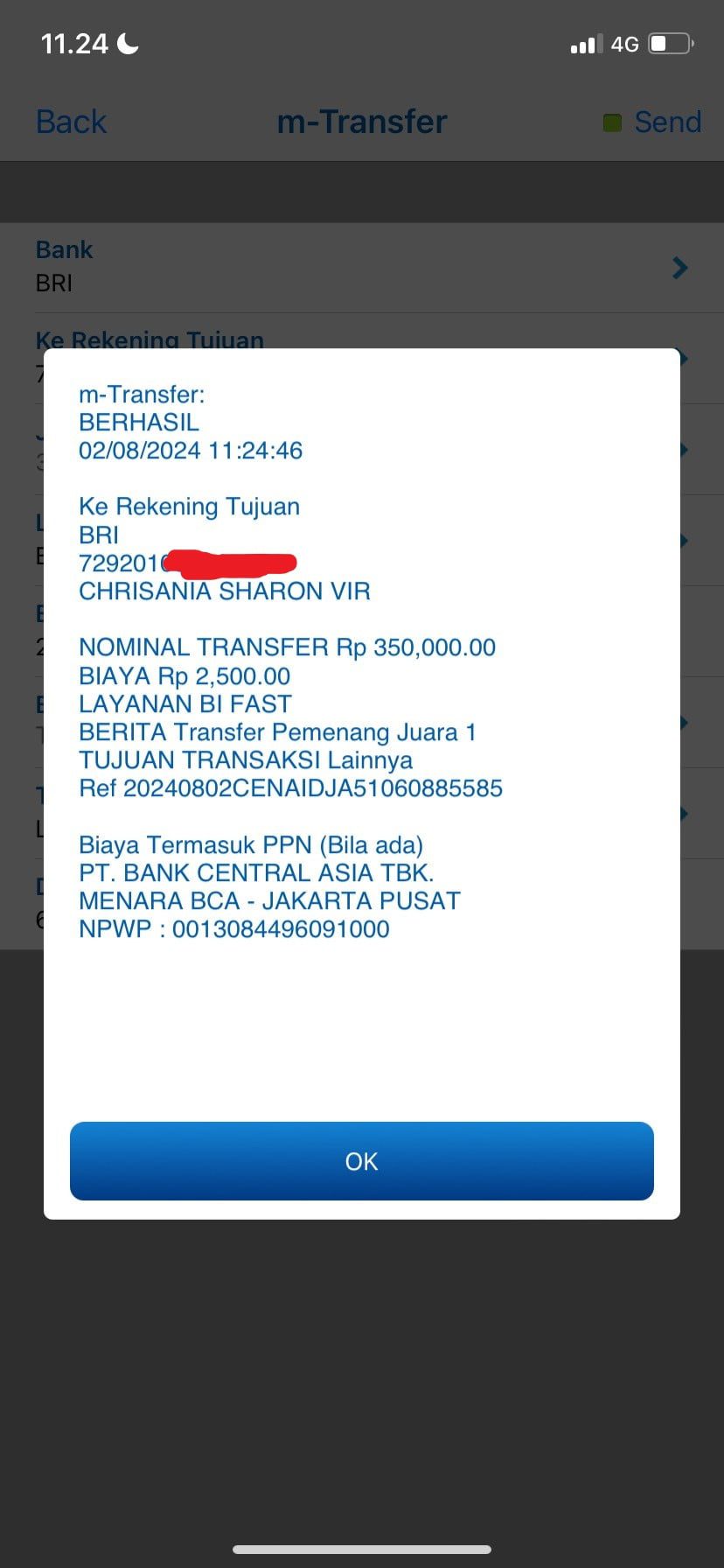 Bukti Transfer Pemenang Juara 1