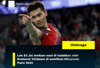 Lee Zii Jia terdiam saat di kalahkan oleh Kunlavut Vitidsarn di semifinal Olimpiade Paris 2024