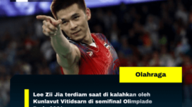 Lee Zii Jia terdiam saat di kalahkan oleh Kunlavut Vitidsarn di semifinal Olimpiade Paris 2024