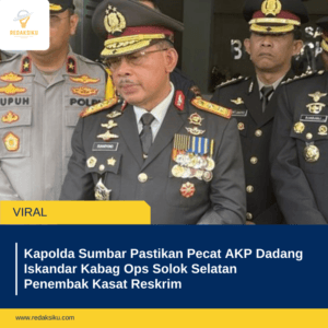 Kapolda Sumbar Pastikan Pecat AKP Dadang Iskandar Kabag Ops Solok Selatan Penembak Kasat Reskrim