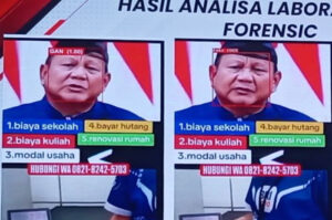 TANGKAP LAYAR HASIL ANALISA LABORATORIUM FORENSIK TENTANG VIDEO DEEPFAKE PRESIDEN PRABOWO SUBIANTO. (FOTO: BARESKRIM POLRI)