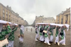 Video yang menunjukkan kegiatan study tour siswa Al Azhar Karangpandan berangkat ke Eropa viral di media sosial. (Foto: Tangkap layar TikTok @okayddawg)