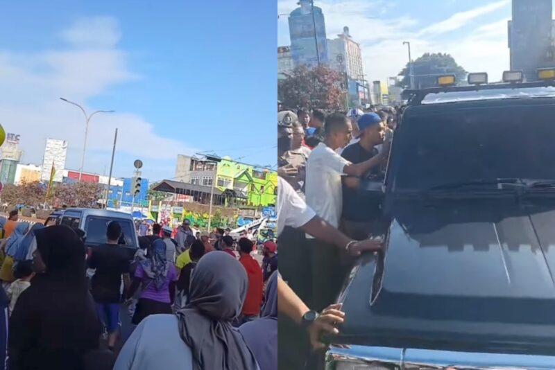 Kericuhan terjadi di CFD Depok saat sebuah mobil jip menerobos jalur Car Free Day dan dikepung warga yang berolahraga. (Foto: Instagram @infodepok_id)