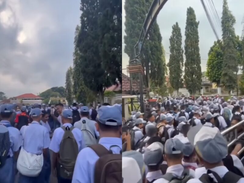 Siswa SMA di Sukabumi ramai-ramai jalan kaki usai pulang sekolah, ikuti anjuran Gubernur Jabar. (Foto: Instagram @rembangbahagia)