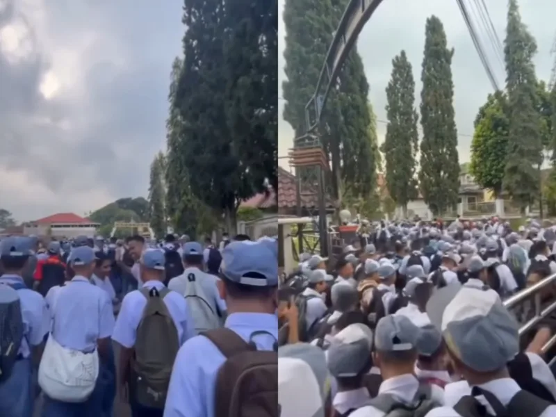 Siswa SMA di Sukabumi ramai-ramai jalan kaki usai pulang sekolah, ikuti anjuran Gubernur Jabar. (Foto: Instagram @rembangbahagia)