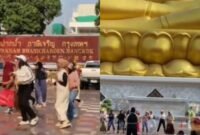 Kuil Suci Wat Paknam Thailand heboh akibat video joget turis yang diduga berasal dari Indonesia, aksi ini menuai kecaman luas dari warganet. (Foto: X @/RedSkullxxx)