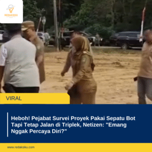 HEBOH! PEJABAT SURVEI PROYEK PAKAI SEPATU BOT TAPI TETAP JALAN DI TRIPLEK, NETIZEN: &QUOT;EMANG NGGAK PERCAYA DIRI?&QUOT;