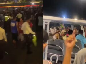 PEDAGANG DI TMII BENTROK DENGAN PETUGAS KEAMANAN AKIBAT LARANGAN JUALAN, WARGA SEKITAR TUNTUT HAK BERJUALAN. (FOTO: INSTAGRAM @JAKARTA_SIDERS)