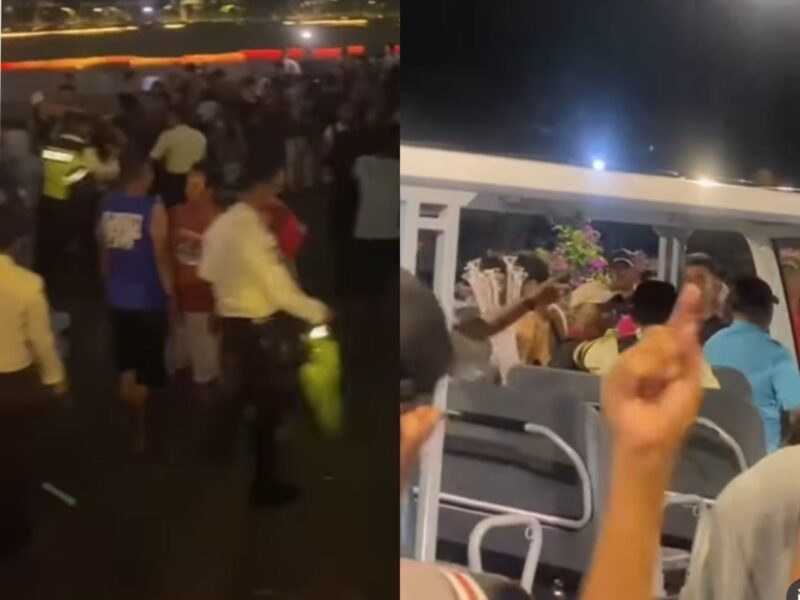 Pedagang di TMII bentrok dengan petugas keamanan akibat larangan jualan, warga sekitar tuntut hak berjualan. (Foto: Instagram @jakarta_siders)