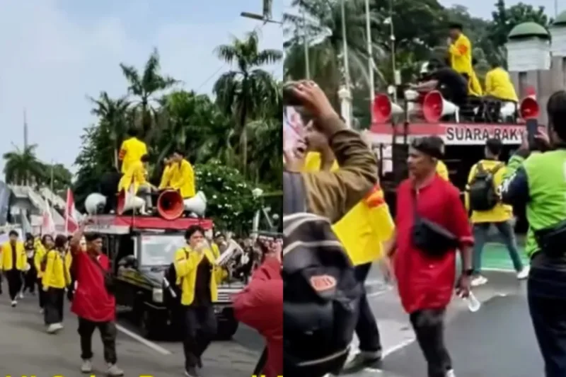 Aksi unjuk rasa BEM UI tuntut pencopotan Purbaya Yudhi Sadewa dari Menteri Keuangan viral. (Foto: Instagram @fakta.indo)