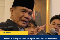 Prabowo Anugerahkan Pangkat Jenderal Kehormatan kepada Djamari Chaniago dan Ahmad Dofiri