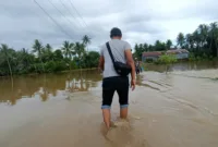 Kasat Reskrim Polres Barru, Iptu Akbar Sirajuddin, S.H., M.H., turun langsung ke lokasi meski banjir melanda, memastikan proses olah TKP berjalan sesuai prosedur dan dilakukan secara profesional.