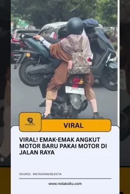 Viral! Emak-Emak Angkut Motor Baru Pakai Motor di Jalan Raya