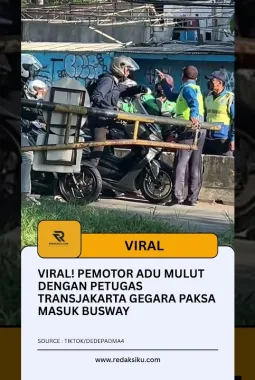 Viral! Pemotor Adu Mulut dengan Petugas TransJakarta Gegara Paksa Masuk Busway
