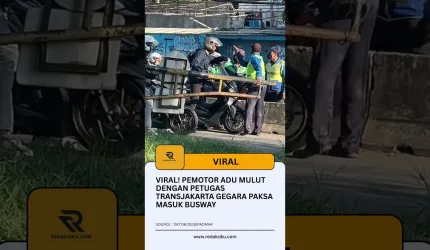 VIRAL! PEMOTOR ADU MULUT DENGAN PETUGAS TRANSJAKARTA GEGARA PAKSA MASUK BUSWAY