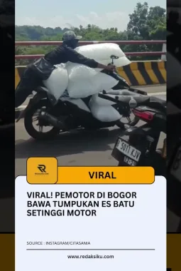 Viral! Pemotor di Bogor Bawa Tumpukan Es Batu Setinggi Motor