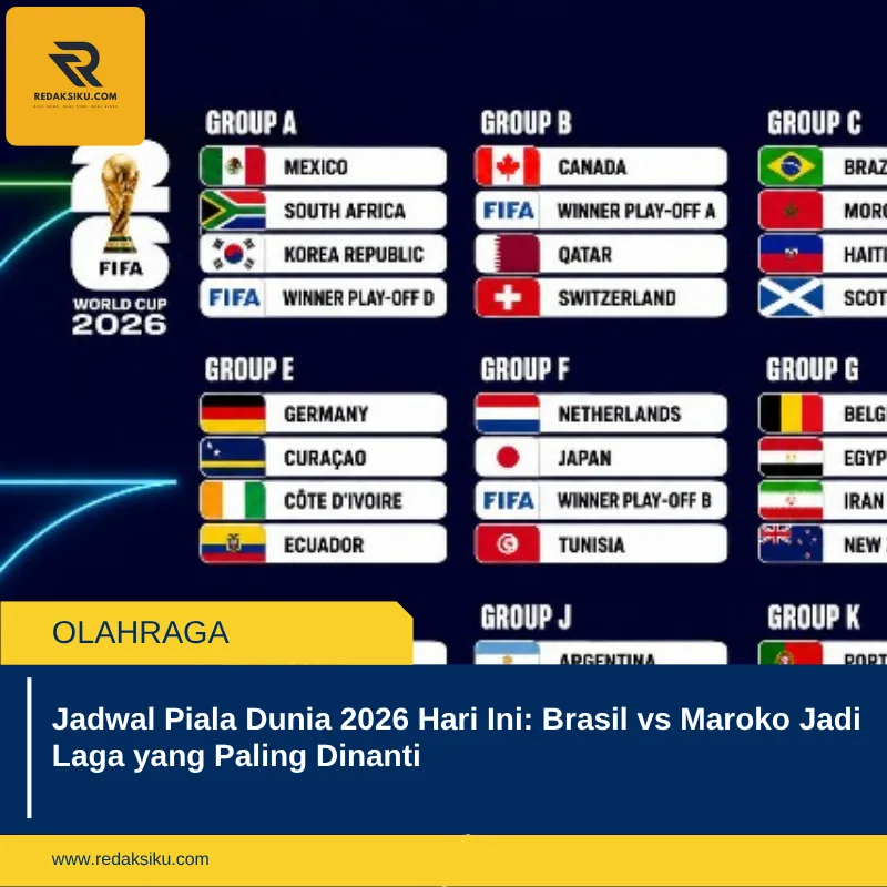 Jadwal Piala Dunia 2026 Hari Ini: Brasil vs Maroko Jadi Laga yang Paling Dinanti