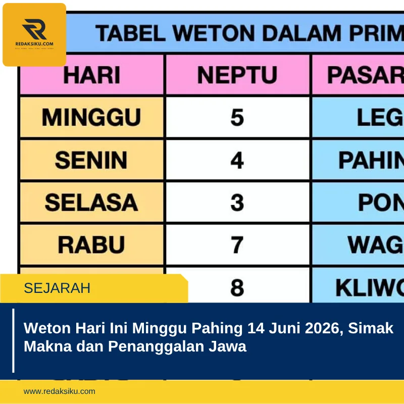 Weton Hari Ini Minggu Pahing 14 Juni 2026, Simak Makna dan Penanggalan Jawa