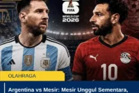 Argentina vs Mesir: Mesir Unggul Sementara, Messi dan Tim Tango Tertekan