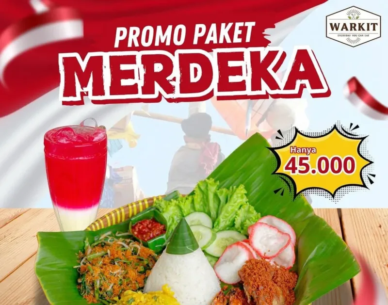 Inilah promo spesial Kemerdekaan 2026 dengan harga hemat yang tersedia untuk minuman, makanan, hingga paket keluarga. (Foto: Instagram @waroenk_kito)