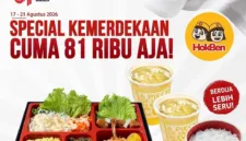Simak Promo HokBen spesial 17 Agustus 2026, mulai dari Bento 17, Level Up Deals, hingga bundling hemat yang berlaku dalam waktu terbatas. (Foto: Instagram @hokben_id)