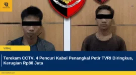 Terekam CCTV, 4 Pencuri Kabel Penangkal Petir TVRI Diringkus, Kerugian Rp80 Juta