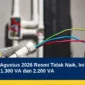 Tarif Listrik Agustus 2026 Resmi Tidak Naik, Ini Harga 450 VA, 900 VA, 1.300 VA dan 2.200 VA