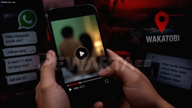 video asusila Wakatobi — Tangkapan layar berita terkait peredaran video asusila berdurasi 6 menit 11 detik di Wakatobi yang viral di WhatsApp.