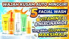 Kombinasi Vitamin C dan Niacinamide dalam facial wash efektif mencerahkan dan meratakan tekstur kulit wajah.
