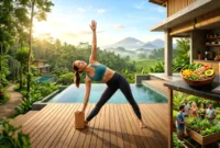 Investasi Kesehatan Jiwa — Seseorang bermeditasi di ruang kerja untuk meredakan stres dan menjaga kesehatan mental