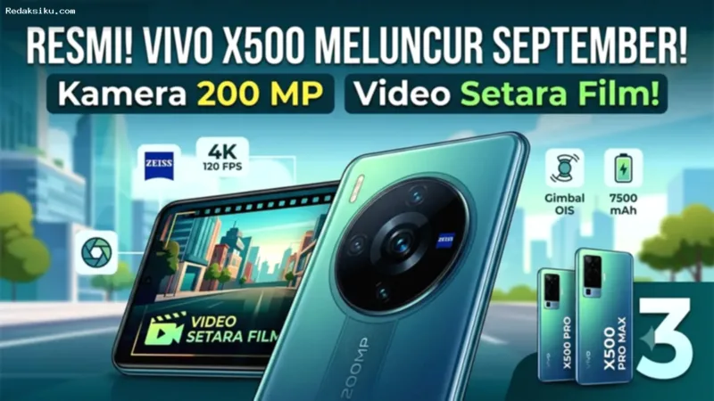 Smartphone Vivo X500 Series dengan modul kamera belakang besar dan desain elegan kelas flagship.