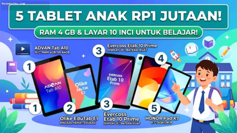 Jajaran tablet 1 jutaan terbaik 2026 untuk mendukung belajar anak secara digital.