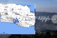 BMKG — Peta wilayah Kabupaten Bandung yang dilanda rentetan gempa bumi dangkal.
