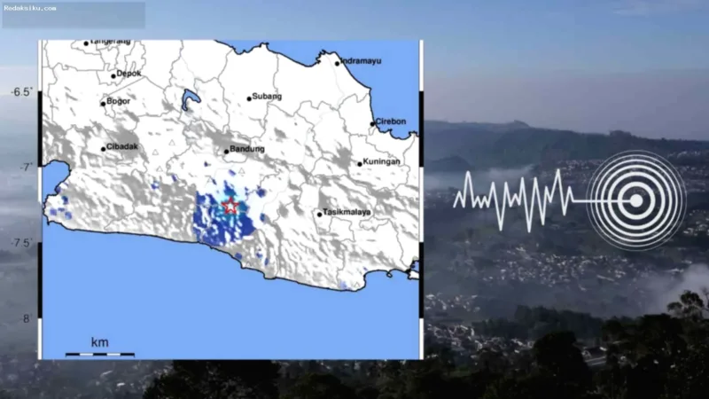 BMKG — Peta wilayah Kabupaten Bandung yang dilanda rentetan gempa bumi dangkal.