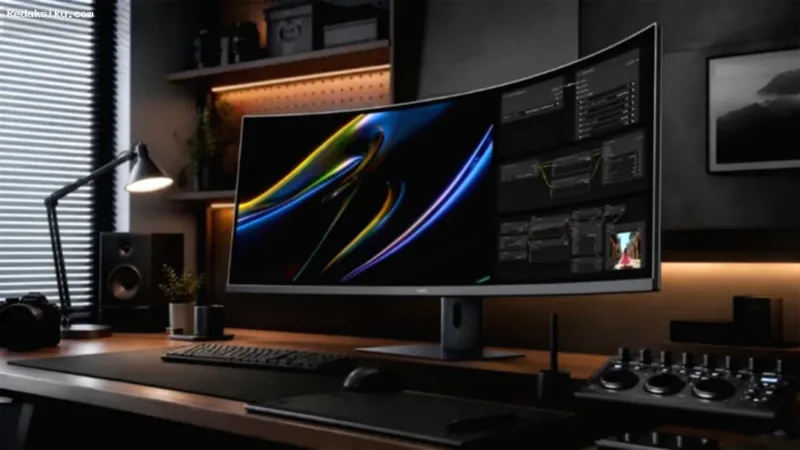 Monitor gaming ultrawide HKC Tianqi 43H180C berukuran 43,8 inci dengan aspek rasio 24:9.