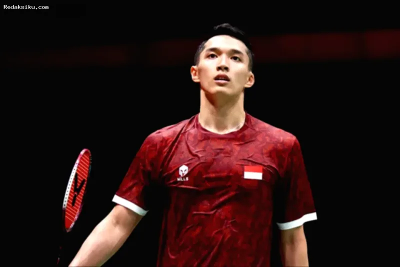 Jonatan Christie saat bertanding di lapangan bulu tangkis Asian Games 2026.