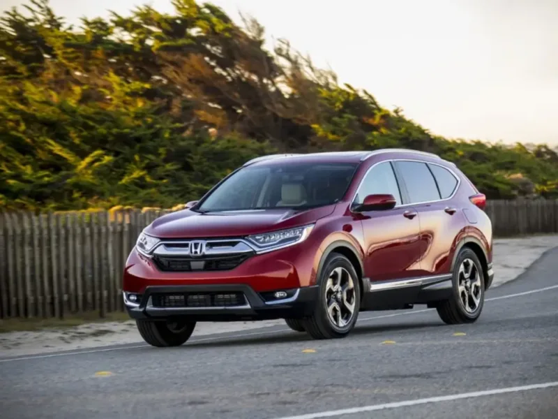 Harga Honda CR-V Turbo — Tampilan eksterior mobil SUV bekas Honda CR-V 1.5 Turbo tahun 2018 berwarna hitam di pasar otomotif