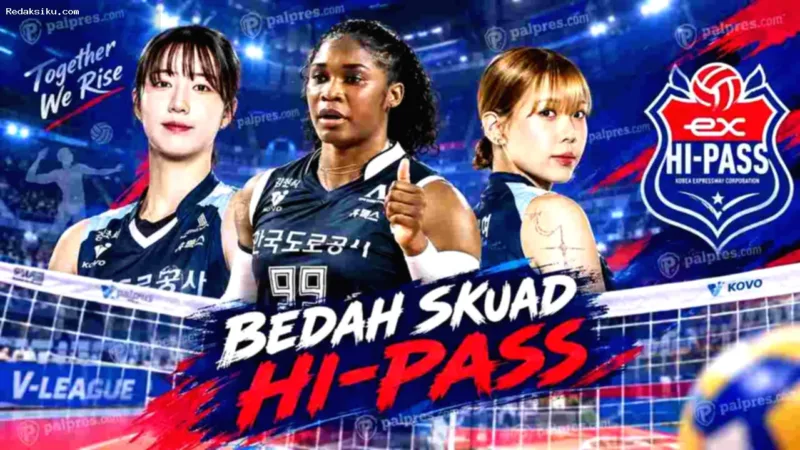 Hi-Pass Lawan Megawati — Pemain bola voli Red Sparks bersiap di lapangan dalam turnamen pramusim KOVO Cup 2026.