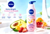 Botol produk NIVEA Extra Bright Radiant dan Smooth Vitamin C untuk perawatan kulit