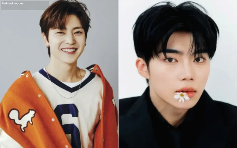 Seok Matthew &amp — Seok Matthew dan Park Gun Wook ZEROBASEONE dalam poster identitas visual proyek musik duet EMP