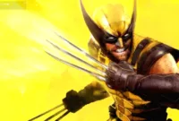 Marvel’s Wolverine — Logan atau Wolverine dengan kostum ikonik di tengah latar belakang kota bernuansa gelap