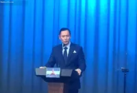pidato AHY — Agus Harimurti Yudhoyono menyampaikan pidato dalam peringatan HUT ke-25 Partai Demokrat di Jakarta