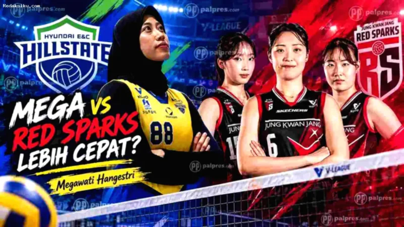 Megawati Hangestri beraksi di lapangan voli saat bertanding dalam turnamen pramusim KOVO Cup 2026.