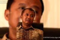Sarjito saat prosesi pelantikan sebagai Kepala Eksekutif Pengawas BMKS OJK di gedung Mahkamah Agung, Jakarta.