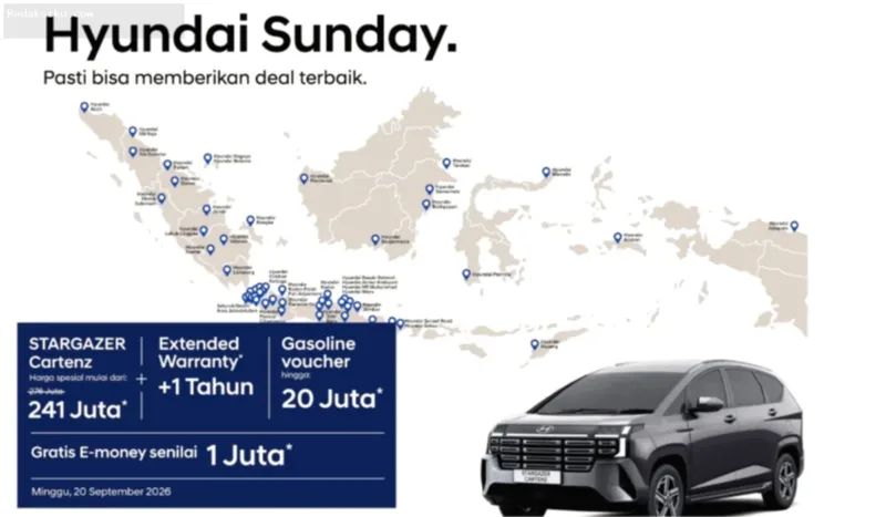 Mobil Hyundai STARGAZER dipamerkan dalam kegiatan Hyundai Sunday Servis Gratis