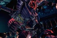 Cuplikan visual robot Gundam dalam permainan Gundam Rogue Orbit